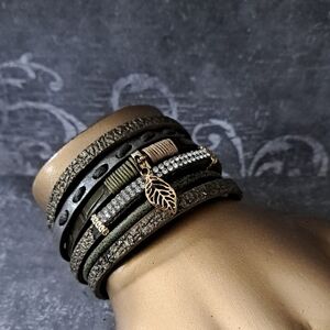 Maurices Olive Leaf Multi-layer Magnetic Closure Bracelet